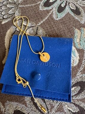 Dean Davidson Matte gold plated with pave initial T pendant. New in pouch